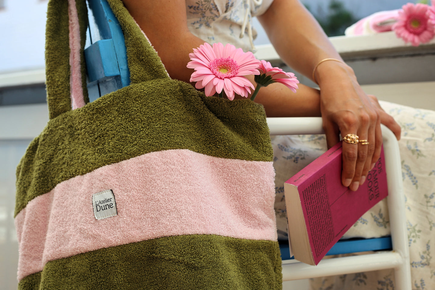 Cabas SPONGE - Rose & Vert
