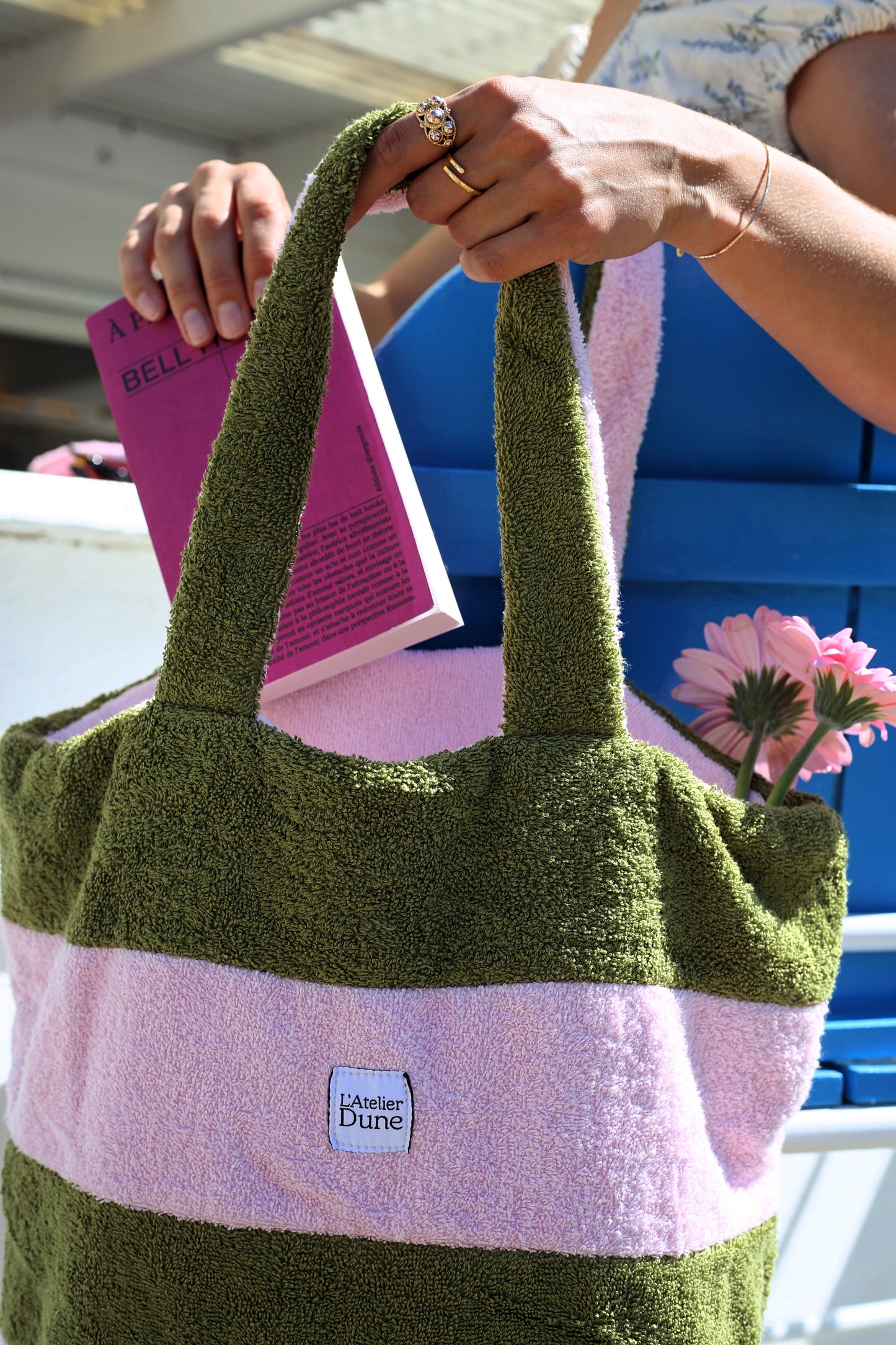 Cabas SPONGE - Rose & Vert