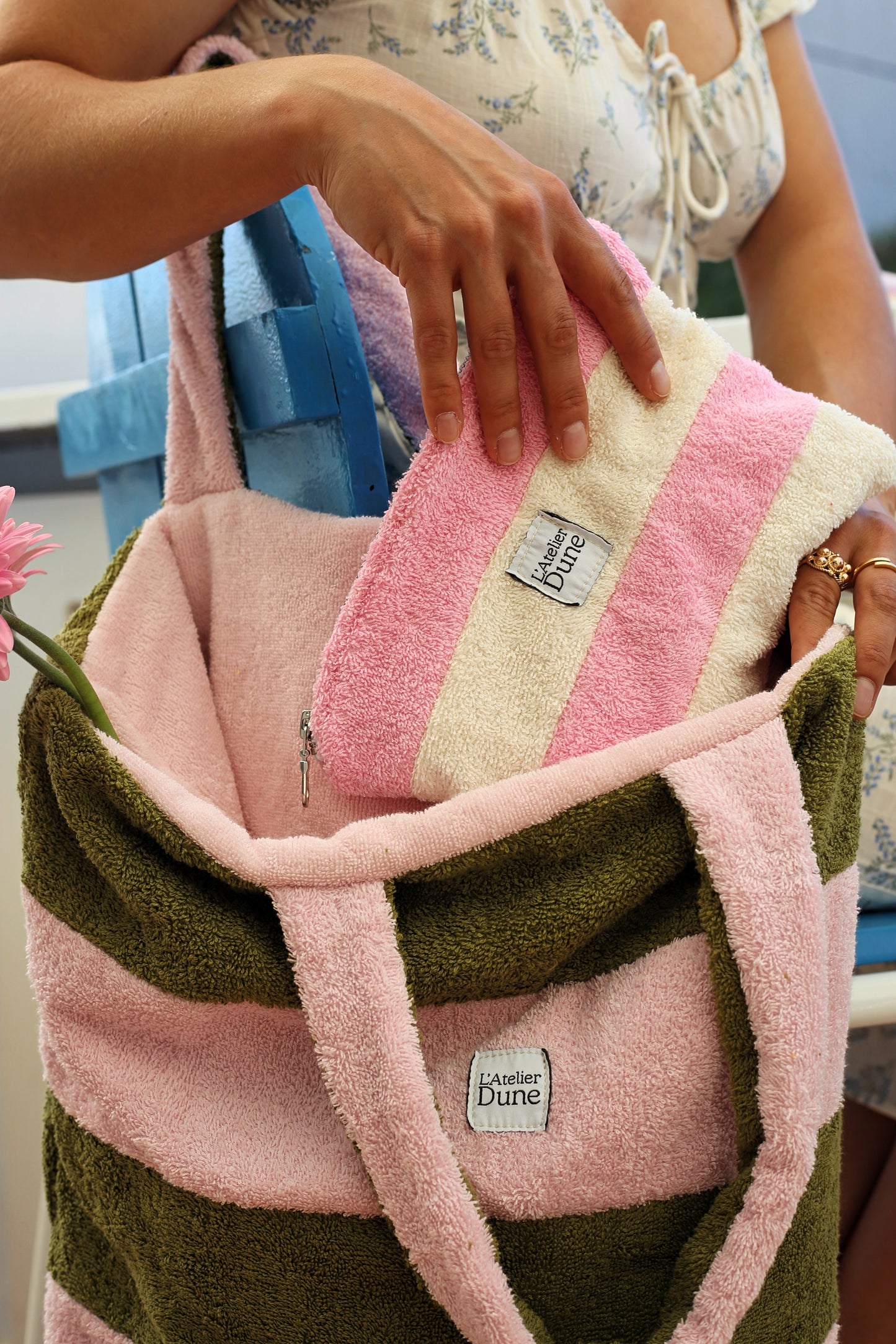 Pochette SPONGE Rose et Blanc